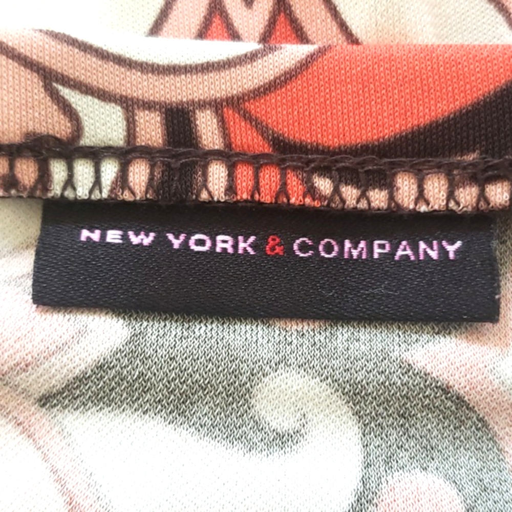 New York & Co Black Coral Paisley Floral Midi Skirt L Large Boho Workwear - Picture 7 of 8